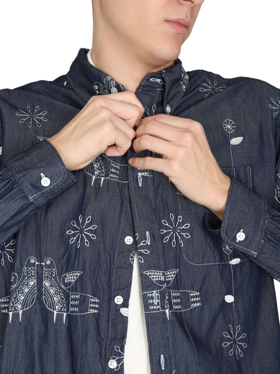 ENGINEERED GARMENTS CAMICIA IN DENIM DI COTONE CON RICAMO "BIRD"