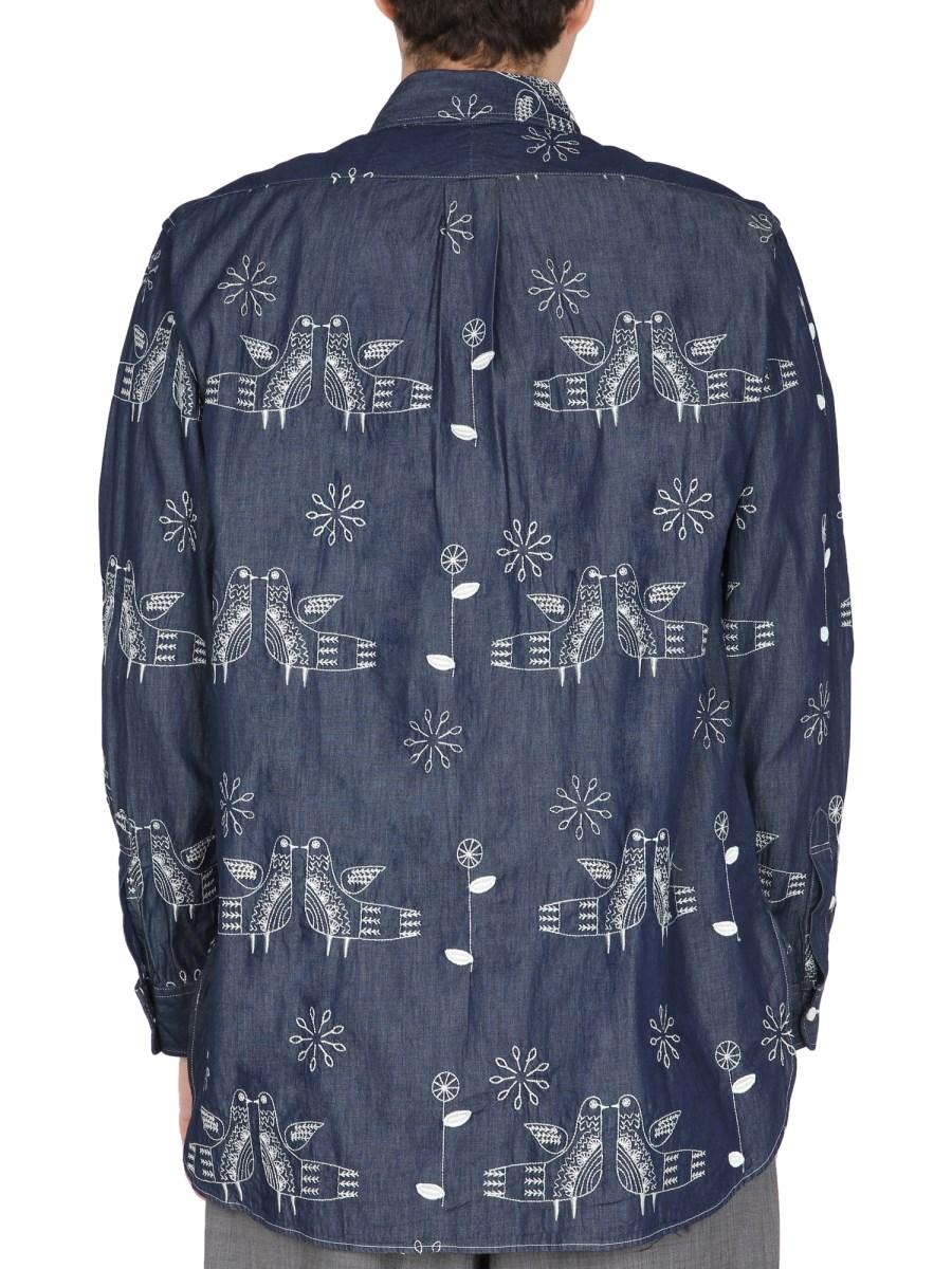 ENGINEERED GARMENTS CAMICIA IN DENIM DI COTONE CON RICAMO "BIRD"