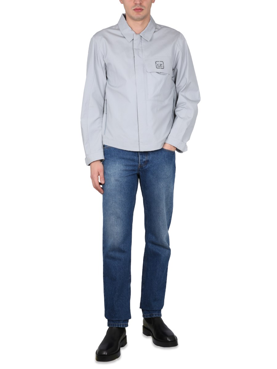C.P. COMPANY CAMICIA IN GABARDINE DI COTONE CON LOGO