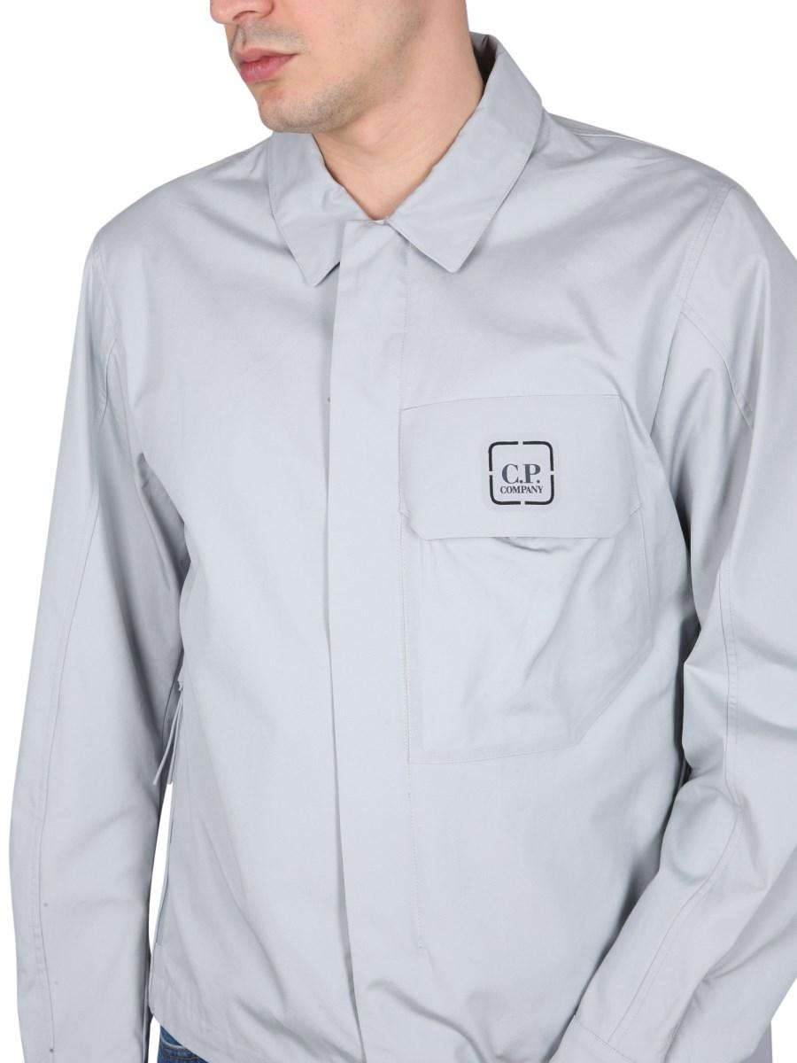 C.P. COMPANY CAMICIA IN GABARDINE DI COTONE CON LOGO