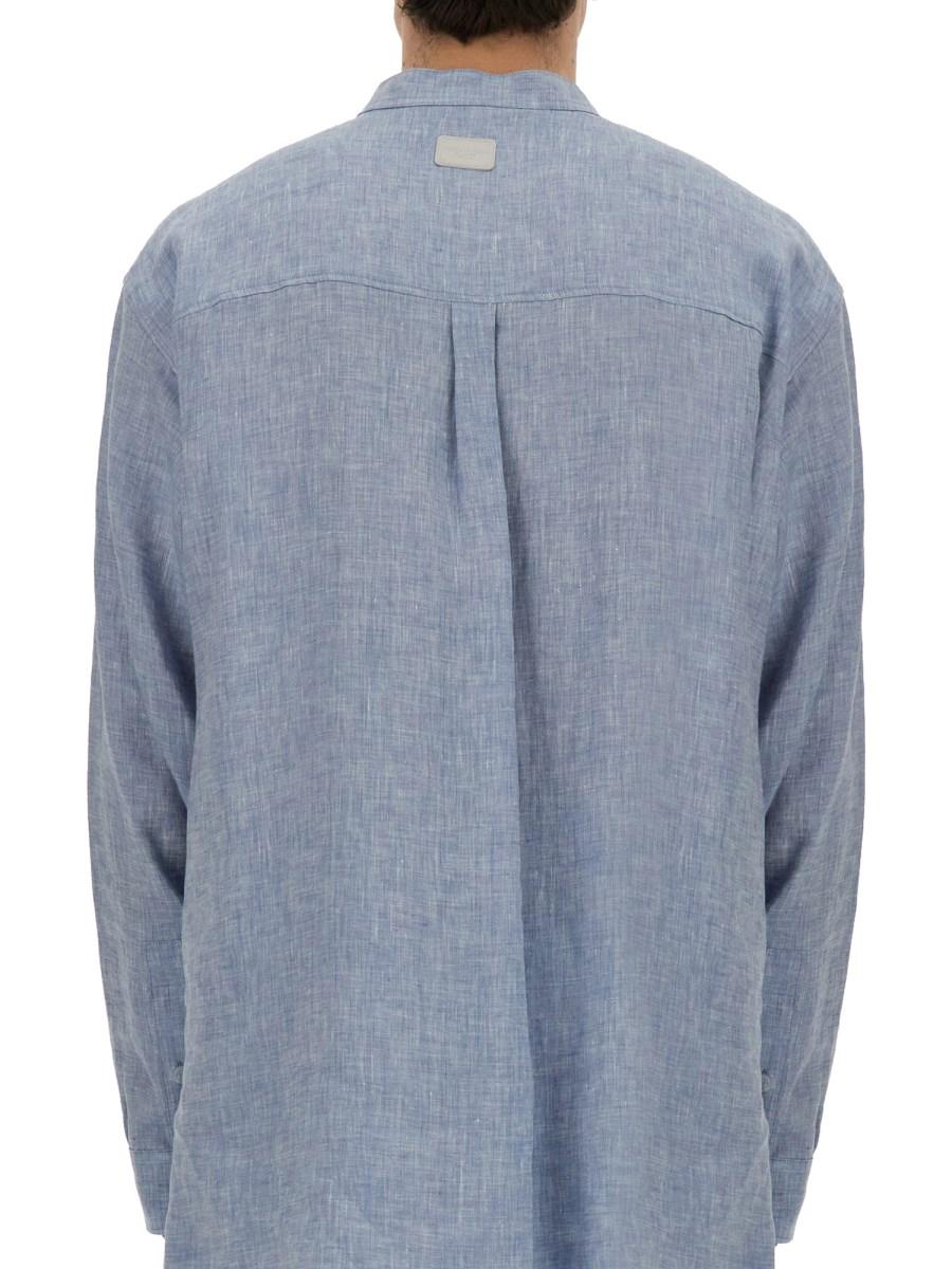 DOLCE & GABBANA CAMICIA IN LINO CON COLLO ALLA COREANA