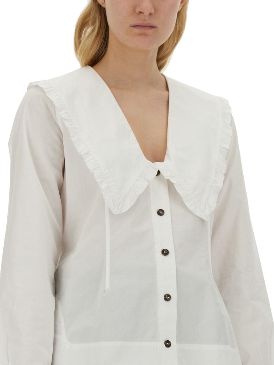 GANNI CAMICIA IN POPELINE DI COTONE CON COLLETTO PETER PAN
