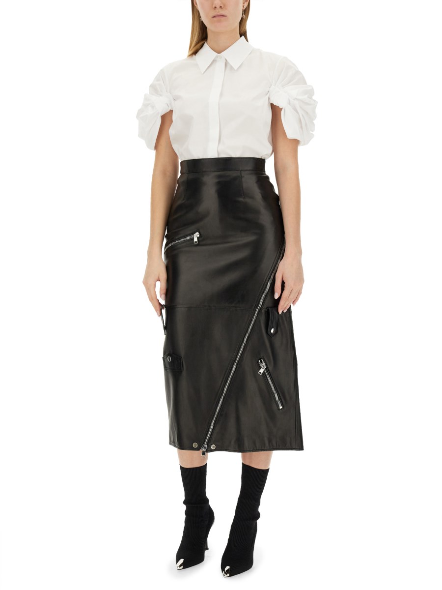 ALEXANDER McQUEEN CAMICIA IN POPELINE DI COTONE CON MANICA NODO