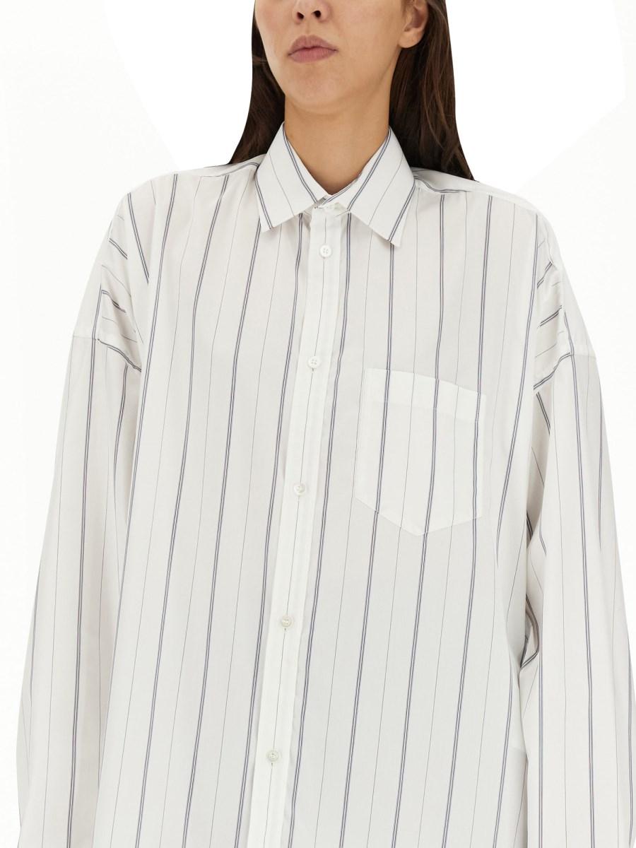 BALENCIAGA CAMICIA IN POPELINE DI COTONE CON MOTIVO RIGA E LOGO