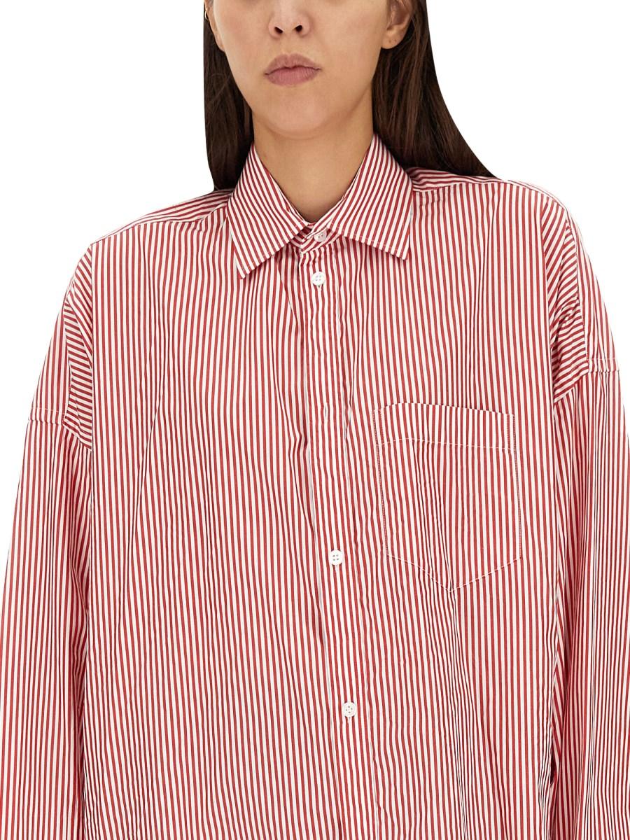 BALENCIAGA CAMICIA IN POPELINE DI COTONE CON MOTIVO RIGA E LOGO