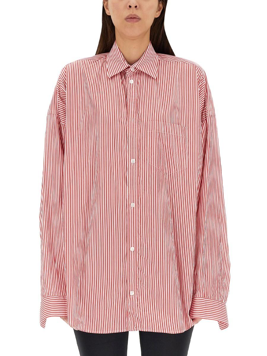 BALENCIAGA CAMICIA IN POPELINE DI COTONE CON MOTIVO RIGA E LOGO