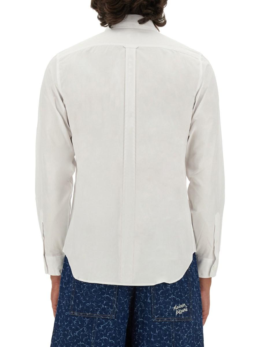 MAISON KITSUNÉ CAMICIA IN POPELINE DI COTONE CON PATCH FOX