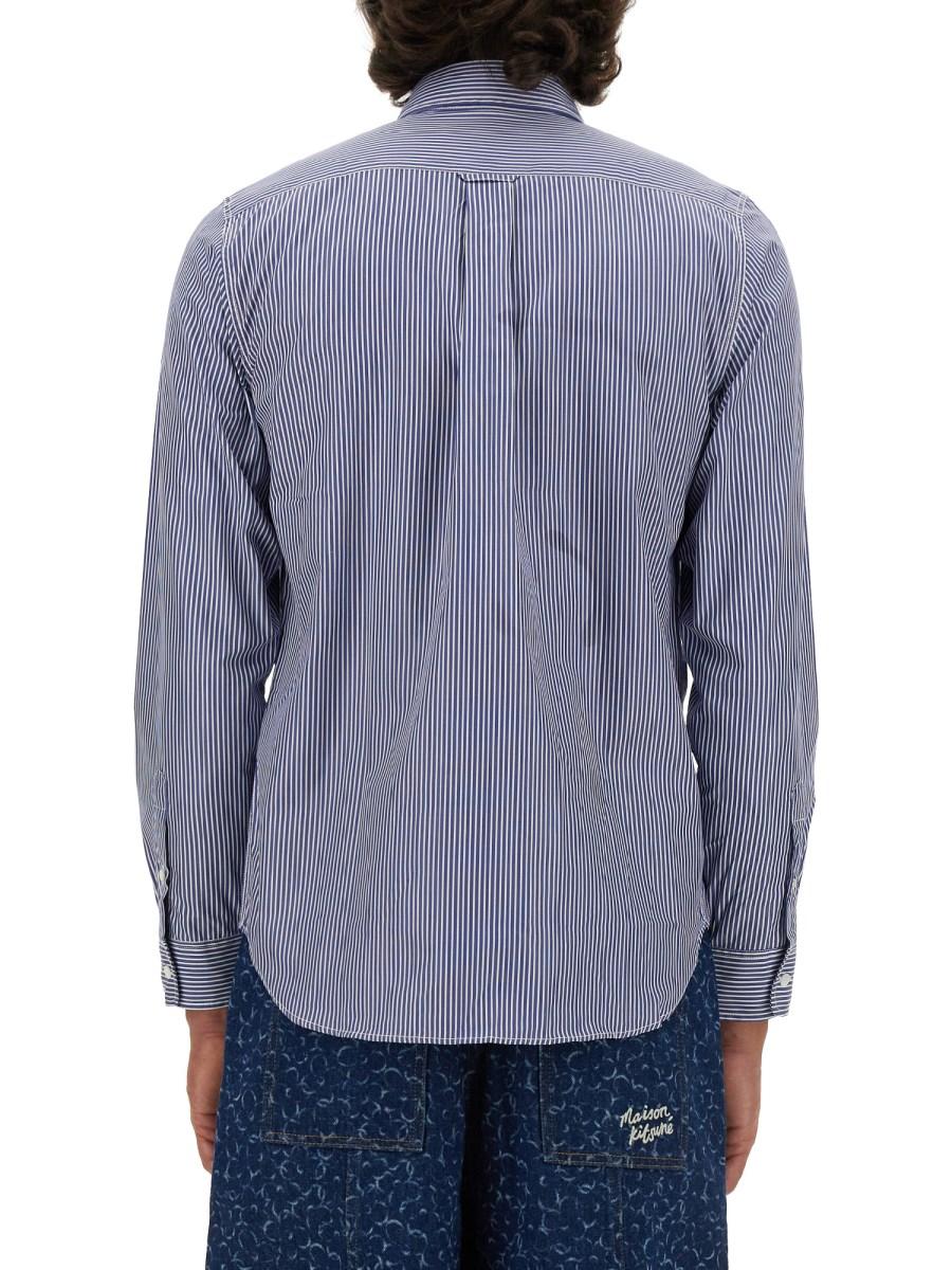MAISON KITSUNÉ CAMICIA IN POPELINE DI COTONE CON PATCH FOX