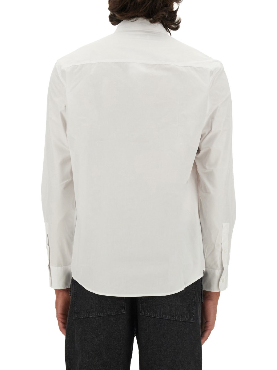 MAISON KITSUNÉ CAMICIA IN POPELINE DI COTONE CON PATCH FOX