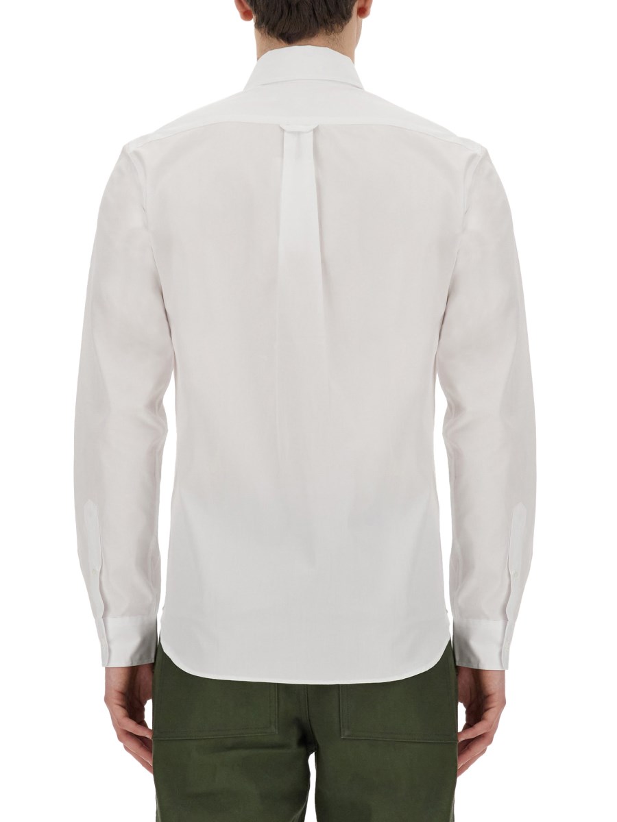 MAISON KITSUNÉ CAMICIA IN POPELINE DI COTONE CON PATCH FOX