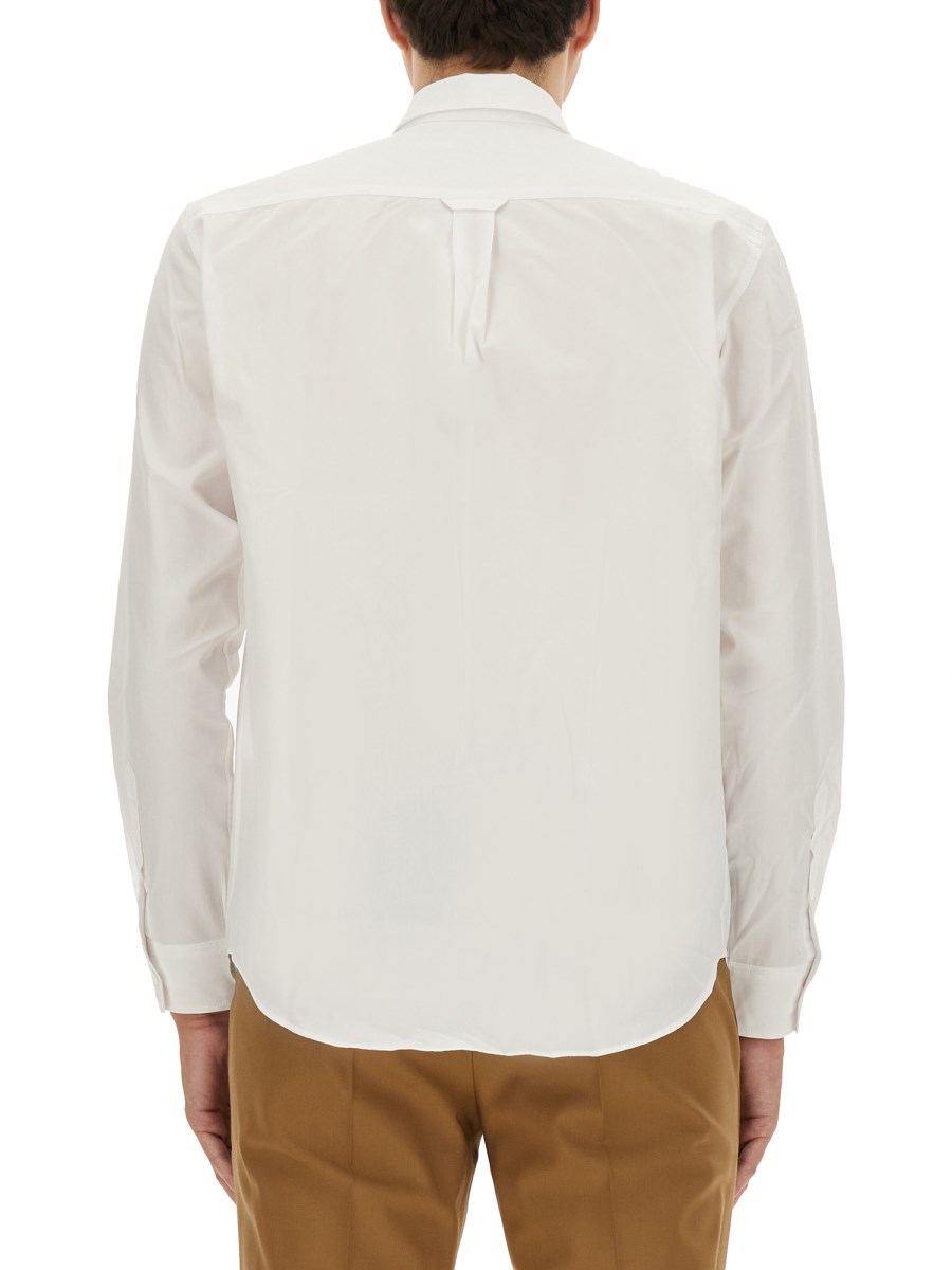 MAISON KITSUNÉ CAMICIA IN POPELINE DI COTONE CON PATCH FOX