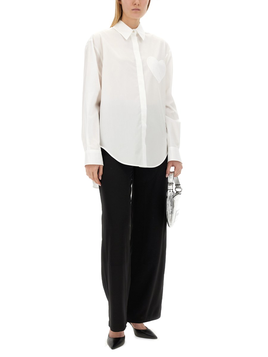 MOSCHINO JEANS CAMICIA IN POPELINE DI COTONE CON PATCH HEART