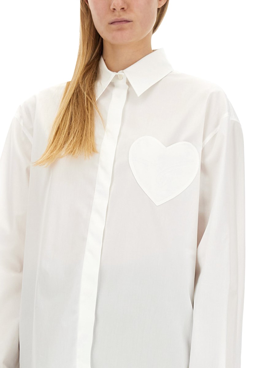 MOSCHINO JEANS CAMICIA IN POPELINE DI COTONE CON PATCH HEART