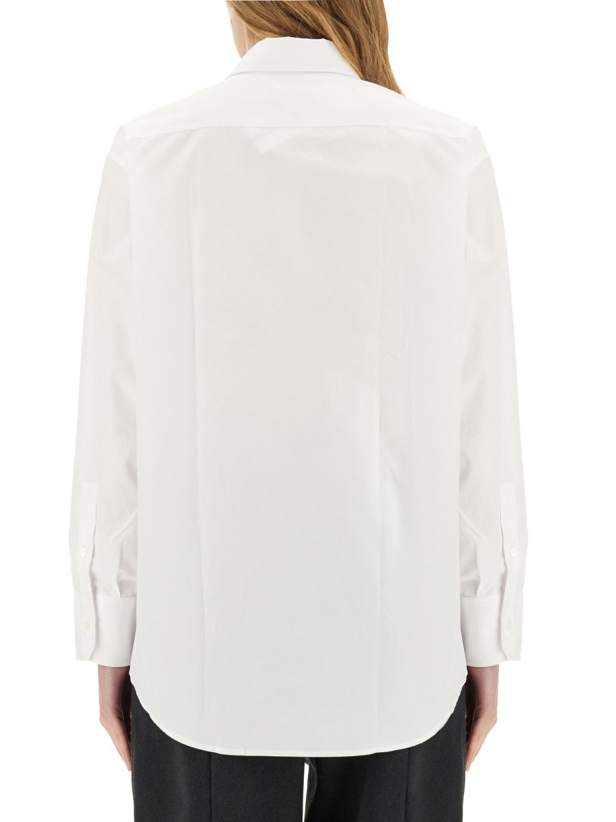 MAISON KITSUNÉ CAMICIA IN POPELINE DI COTONE CON RICAMO LOGO