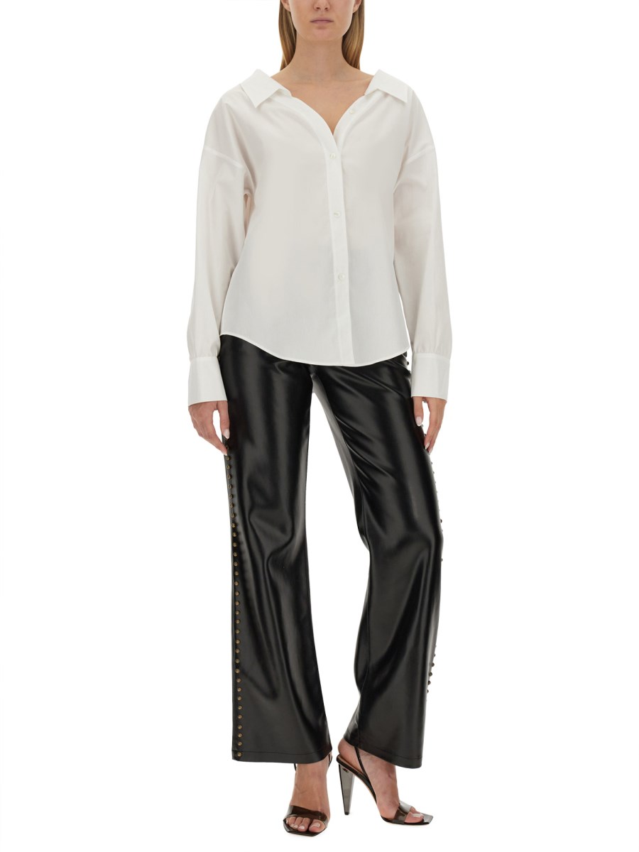 MOSCHINO JEANS CAMICIA IN POPELINE DI COTONE CON SCOLLO A V