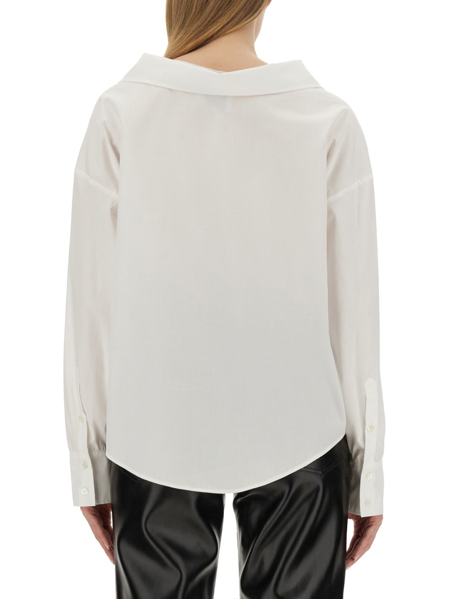 MOSCHINO JEANS CAMICIA IN POPELINE DI COTONE CON SCOLLO A V