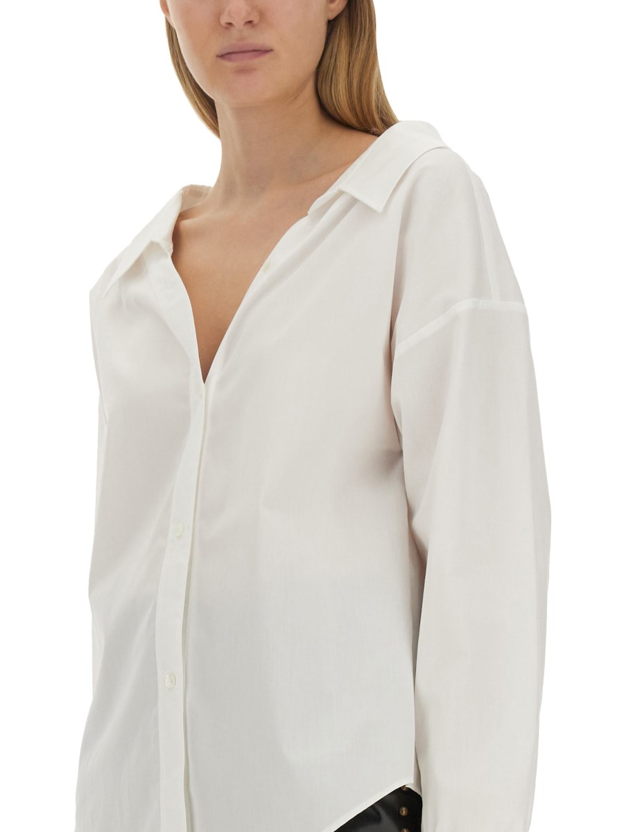 MOSCHINO JEANS CAMICIA IN POPELINE DI COTONE CON SCOLLO A V