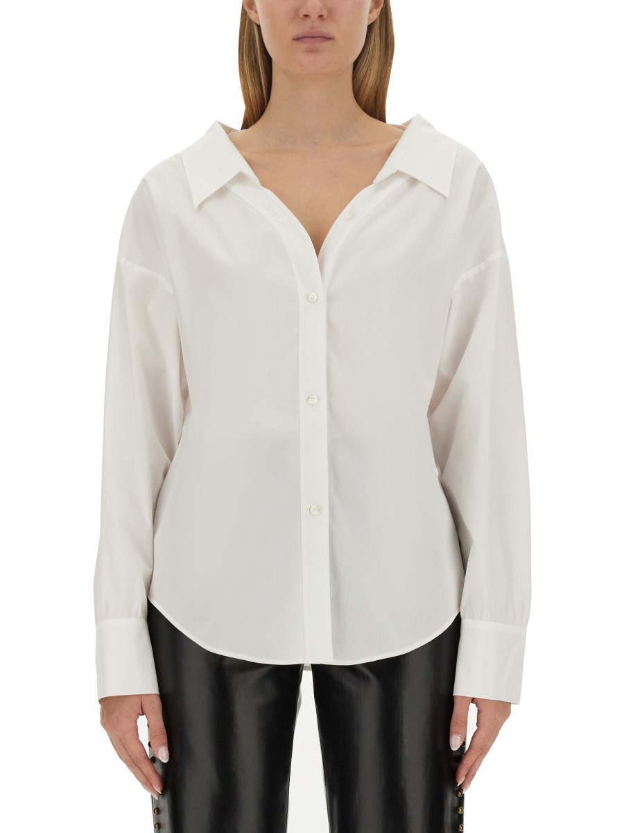 MOSCHINO JEANS CAMICIA IN POPELINE DI COTONE CON SCOLLO A V