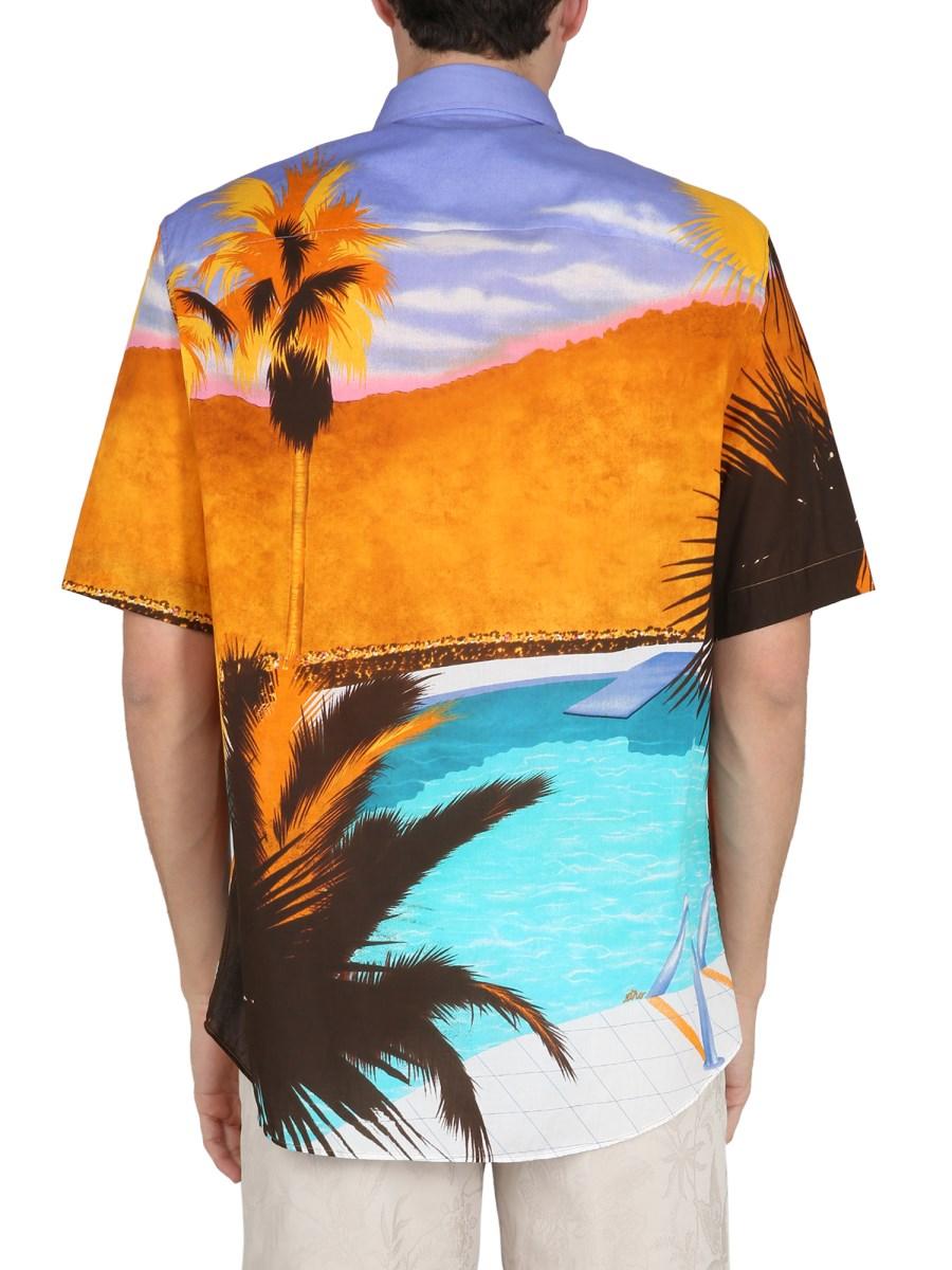 ETRO CAMICIA IN POPELINE DI COTONE CON STAMPA CALIFORNIA