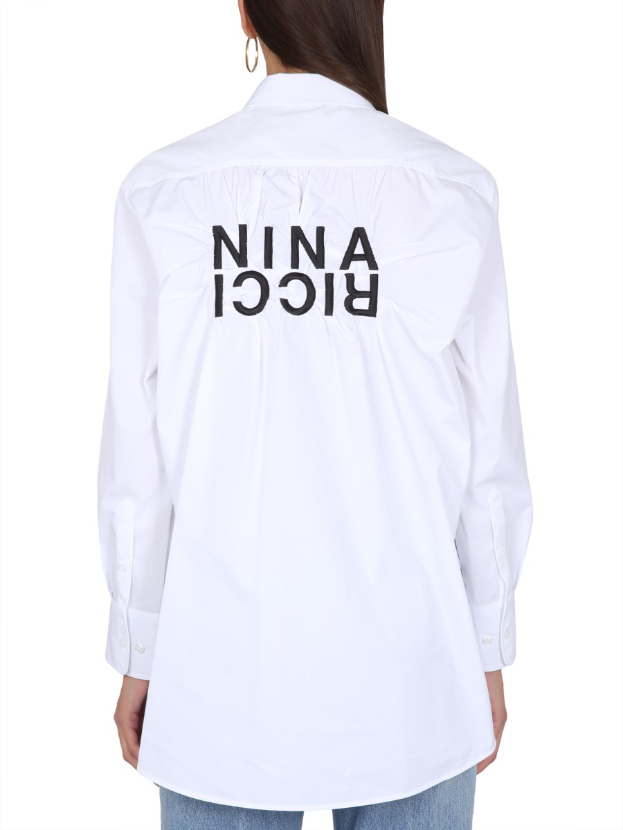 NINA RICCI CAMICIA IN POPELINE DI COTONE CON STAMPA LOGO