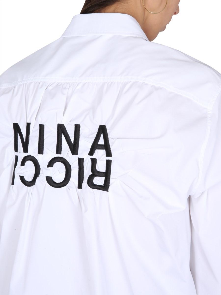 NINA RICCI CAMICIA IN POPELINE DI COTONE CON STAMPA LOGO
