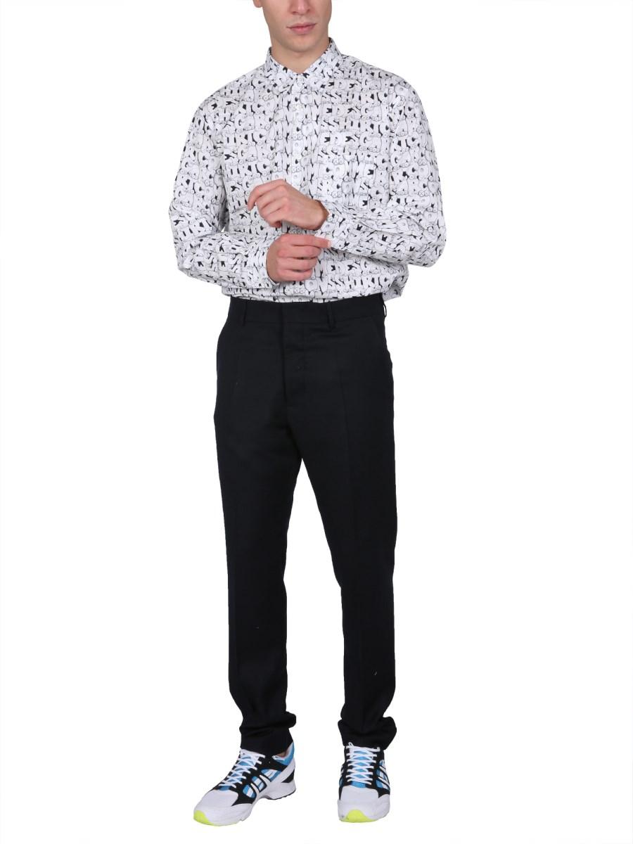 COMME DES GARCONS SHIRT CAMICIA IN POPELONE DI COTONE CON STAMPA X KAWS