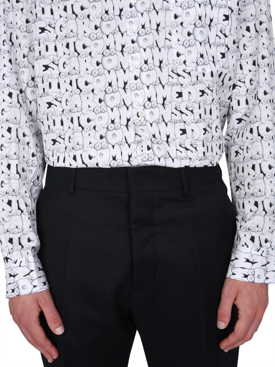 COMME DES GARCONS SHIRT CAMICIA IN POPELONE DI COTONE CON STAMPA X KAWS