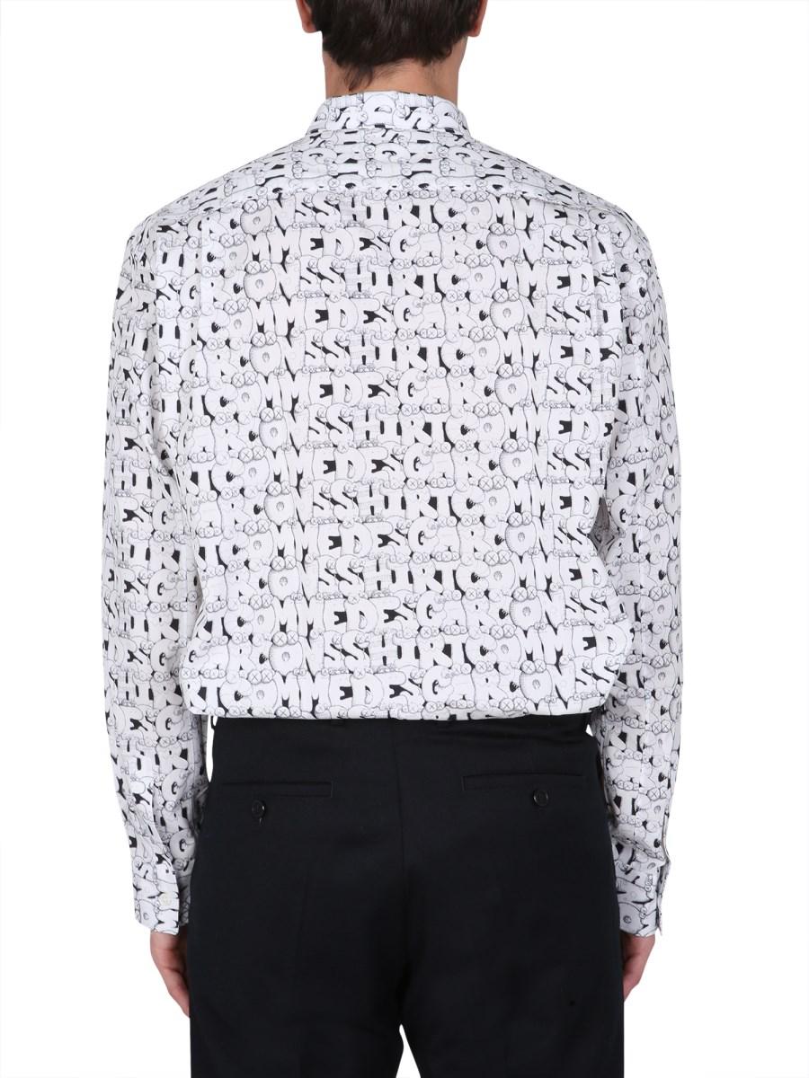 COMME DES GARCONS SHIRT CAMICIA IN POPELONE DI COTONE CON STAMPA X KAWS