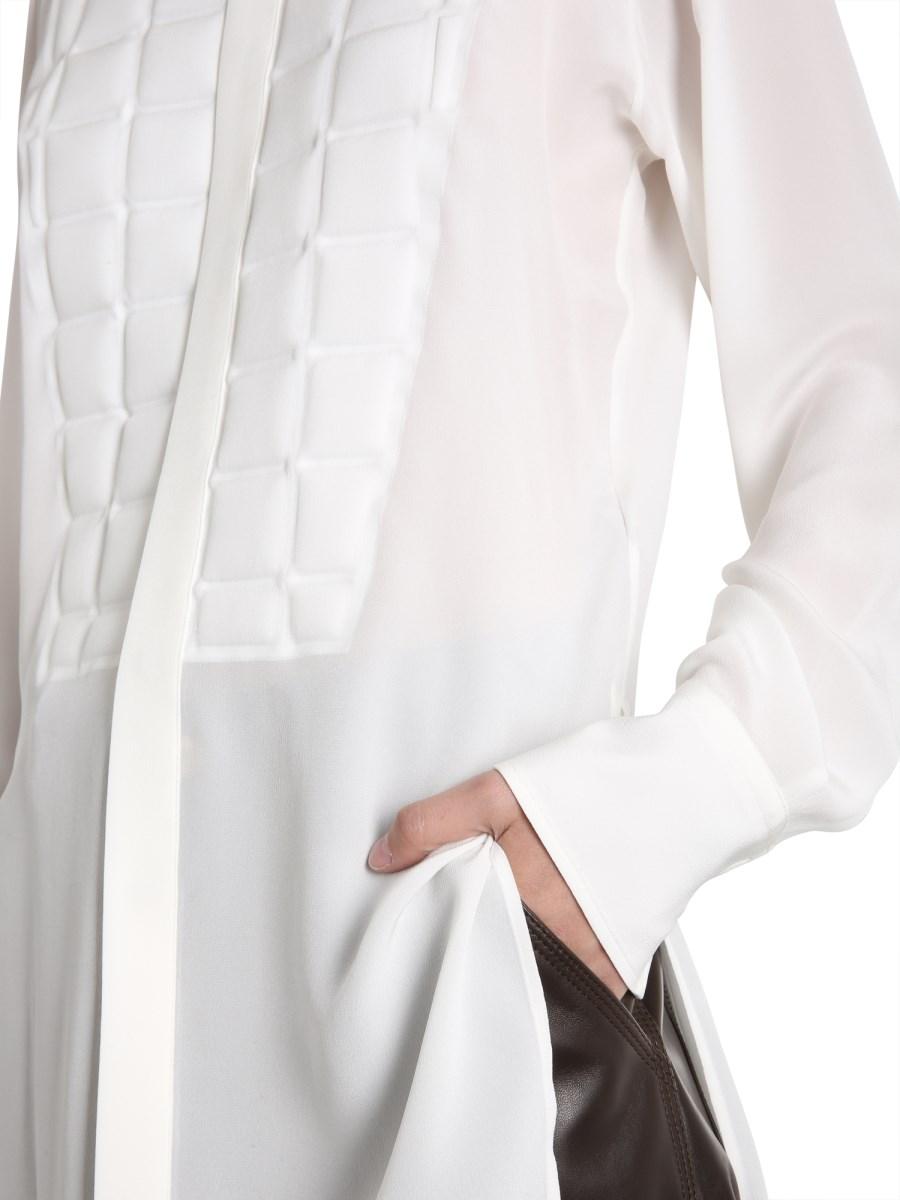 BOTTEGA VENETA CAMICIA IN SETA CREPE DE CHINE WASHED CON TRAPUNTATURA IMBOTTITA