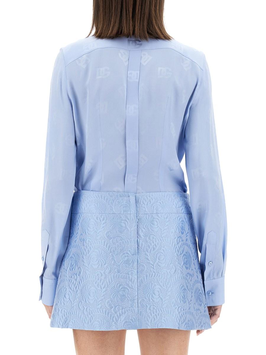 DOLCE & GABBANA CAMICIA IN SETA JACQUARD LOGO DG ALL OVER
