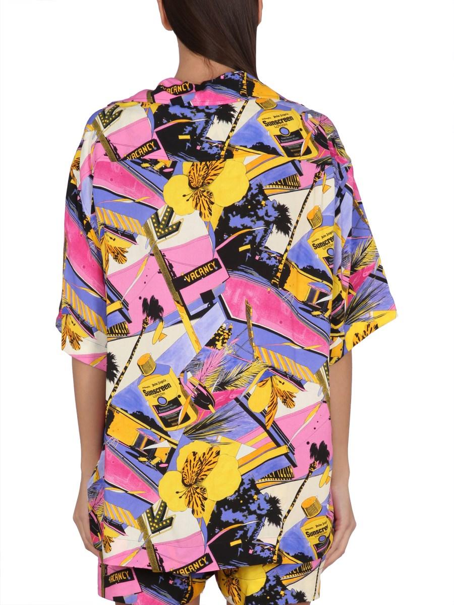 PALM ANGELS CAMICIA IN STILE BOWLING CON STAMPA MIAMI MIX