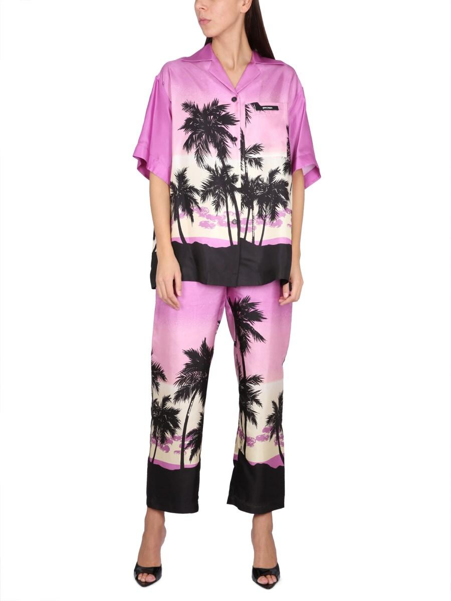 PALM ANGELS CAMICIA IN STILE BOWLING CON STAMPA SUNSET