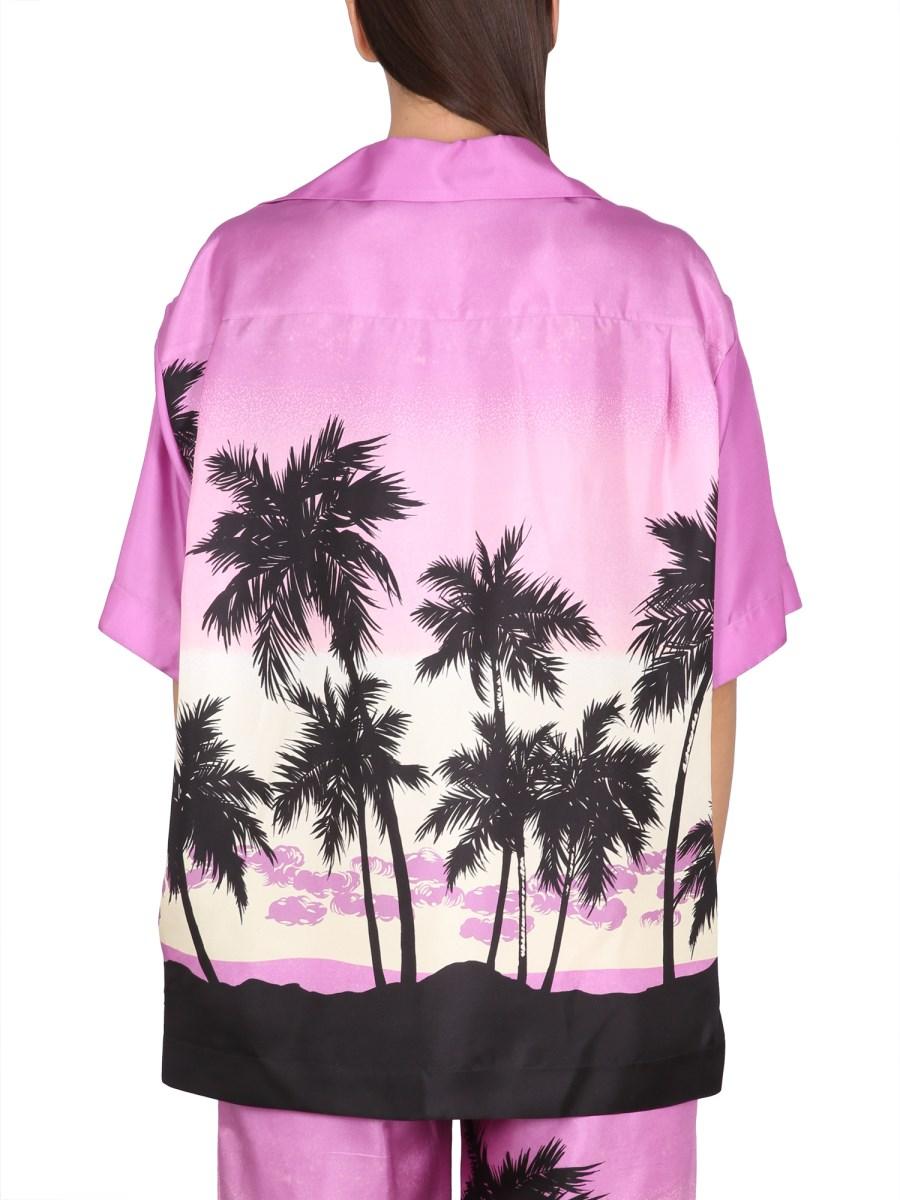 PALM ANGELS CAMICIA IN STILE BOWLING CON STAMPA SUNSET