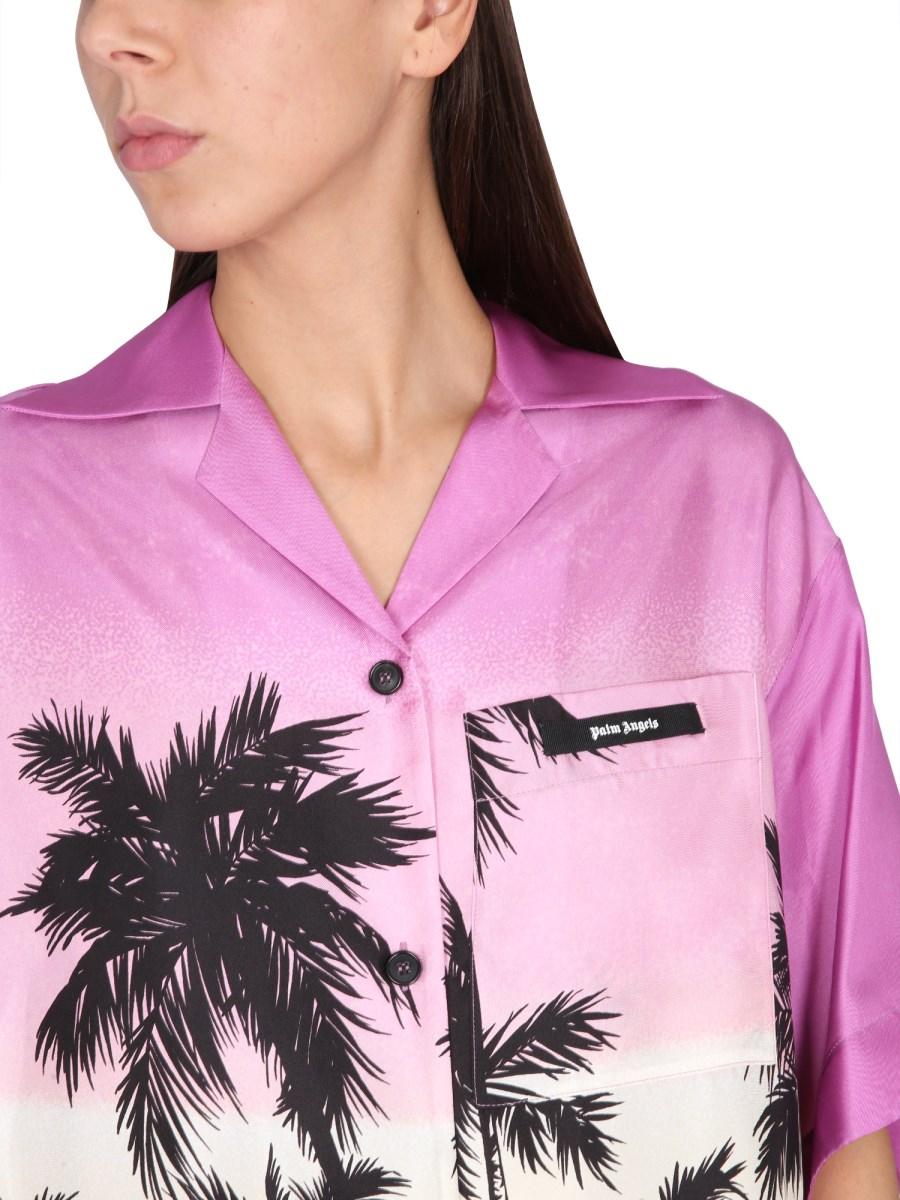PALM ANGELS CAMICIA IN STILE BOWLING CON STAMPA SUNSET