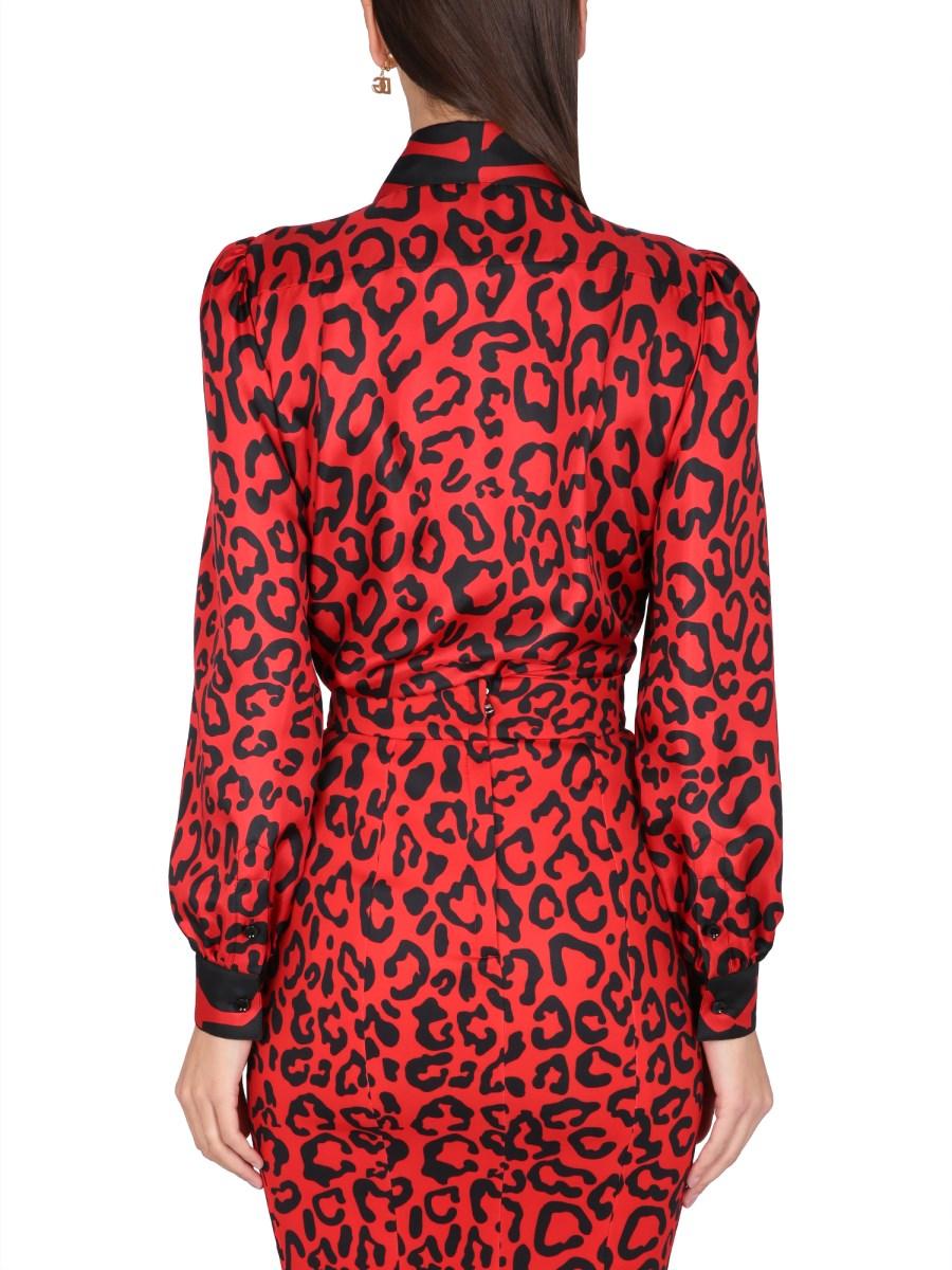 DOLCE & GABBANA CAMICIA IN TWILL DI SETA CON STAMPA LEOPARDO E ZEBRA