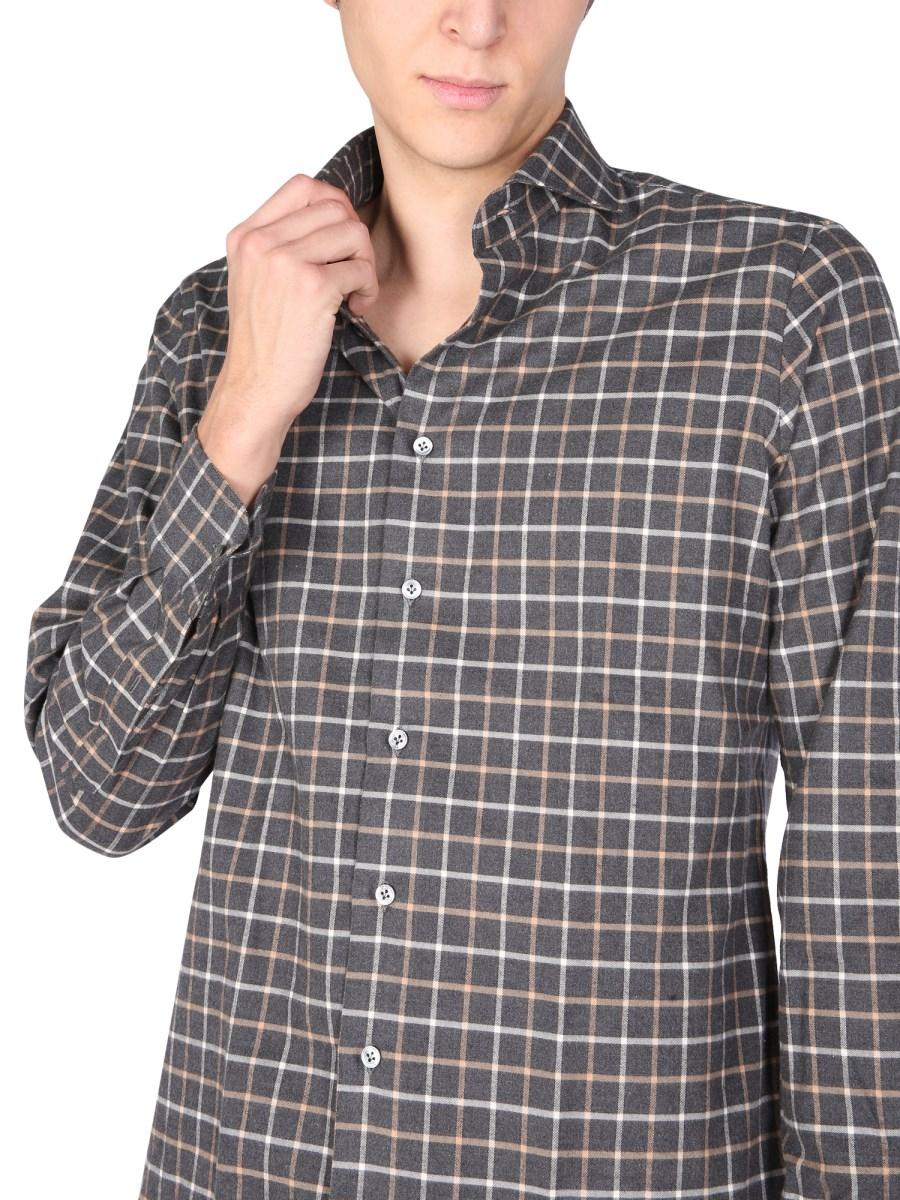 LARDINI CAMICIA "IPALBO" IN COTONE CON MOTIVO A RIGHE E COLLO ALLA FRANCESE