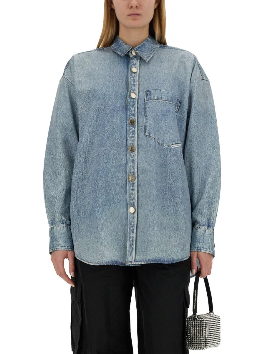 ALEXANDER WANG CAMICIA OVERSIZE FIT IN DENIM DI COTONE