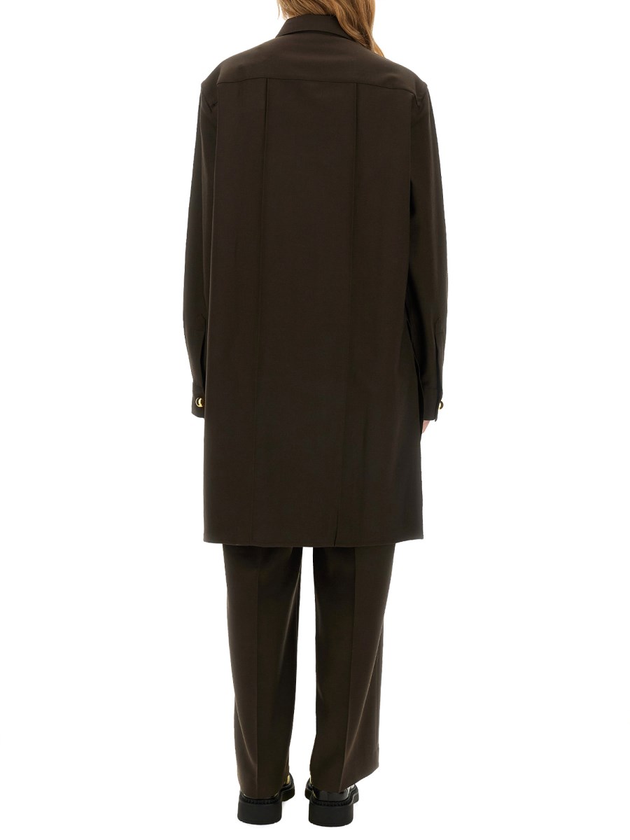 AMI PARIS CAMICIA PINTUCK LUNGA IN GABARDINA DI LANA