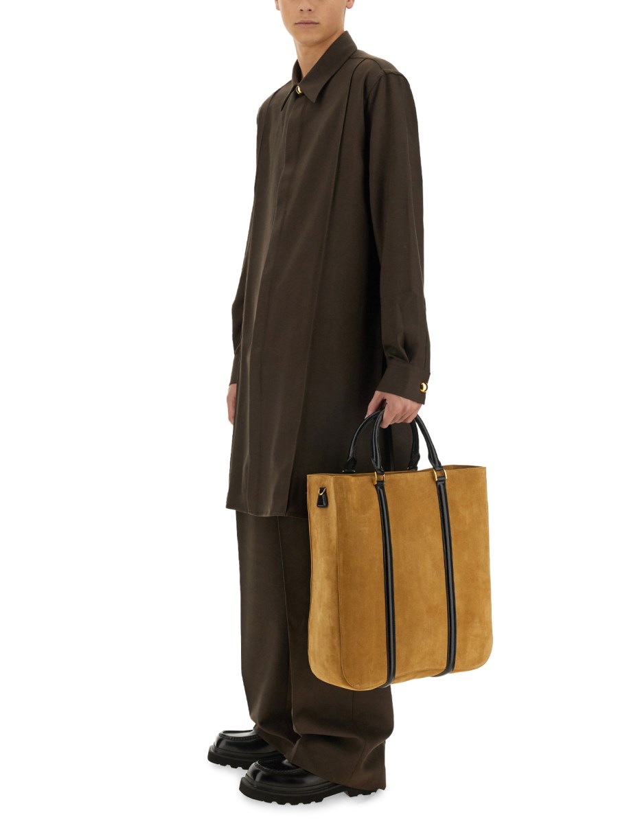 AMI PARIS CAMICIA PINTUCK LUNGA IN GABARDINA DI LANA