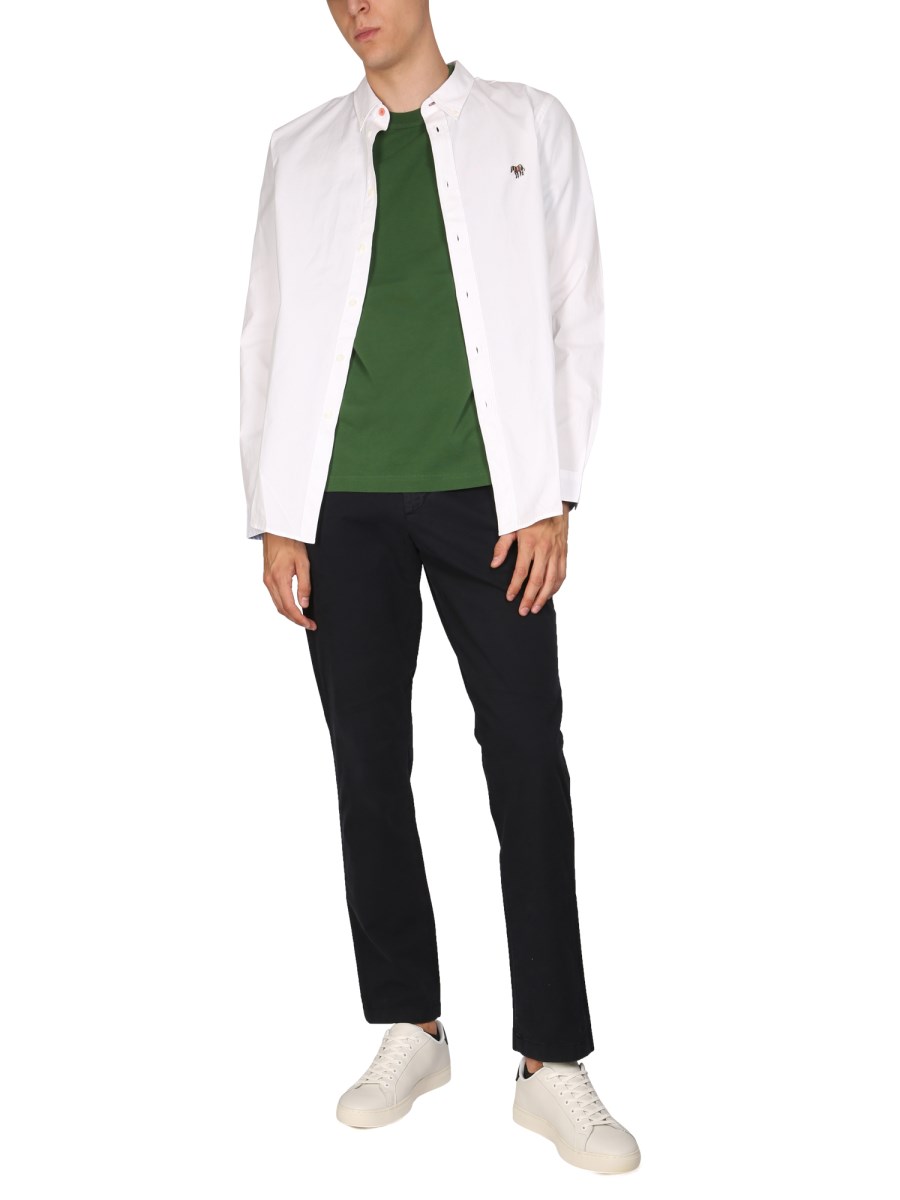 PS BY PAUL SMITH CAMICIA REGULAR FIT IN COTONE CON RICAMO ZEBRA