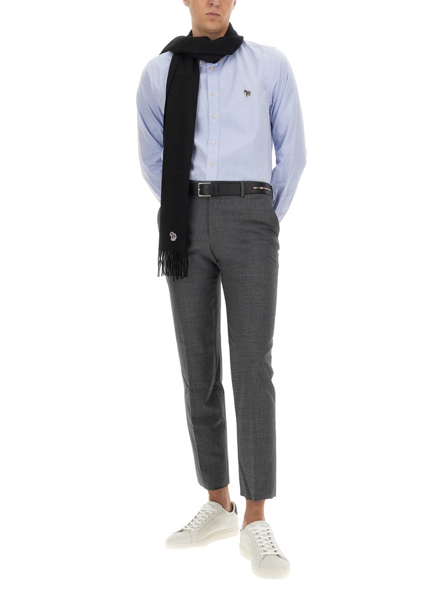 PS BY PAUL SMITH CAMICIA REGULAR FIT IN PIQUE DI COTONE CON PATCH ZEBRA
