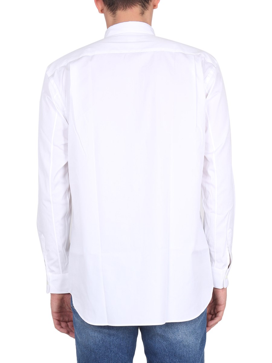 COMME DES GARCONS SHIRT CAMICIA REGULAR FIT IN POPELINE DI COTONE CON LOGO