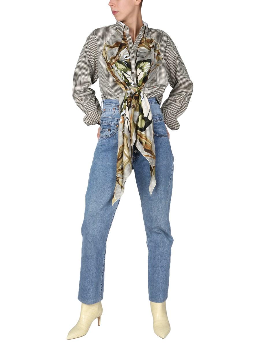 1/OFF CAMICIA REMADE TOMMY HILFIGER IN COTONE CON FOULARD APPLICATO