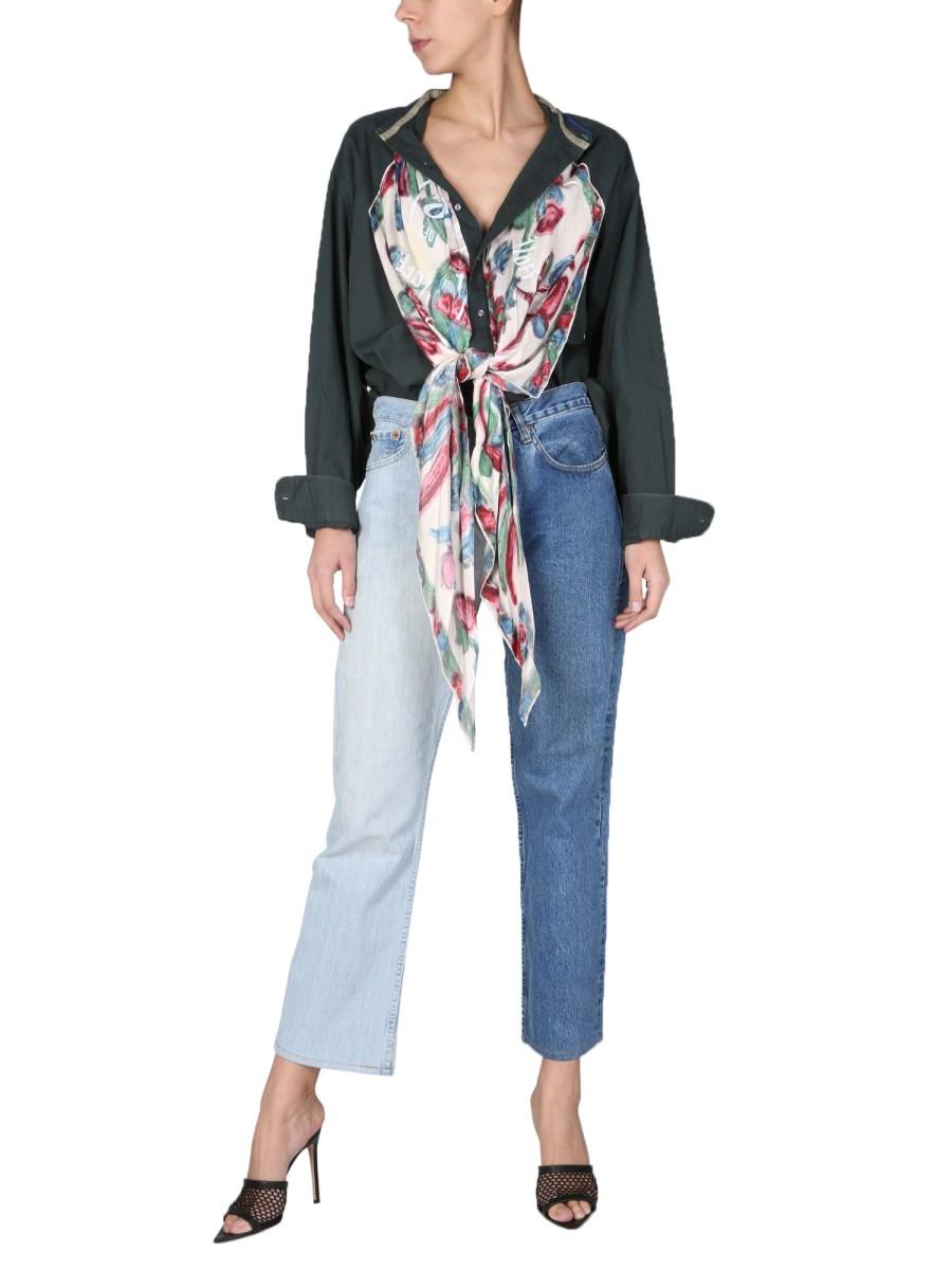 1/OFF CAMICIA REMADE TOMMY HILFIGER IN COTONE CON FOULARD APPLICATO