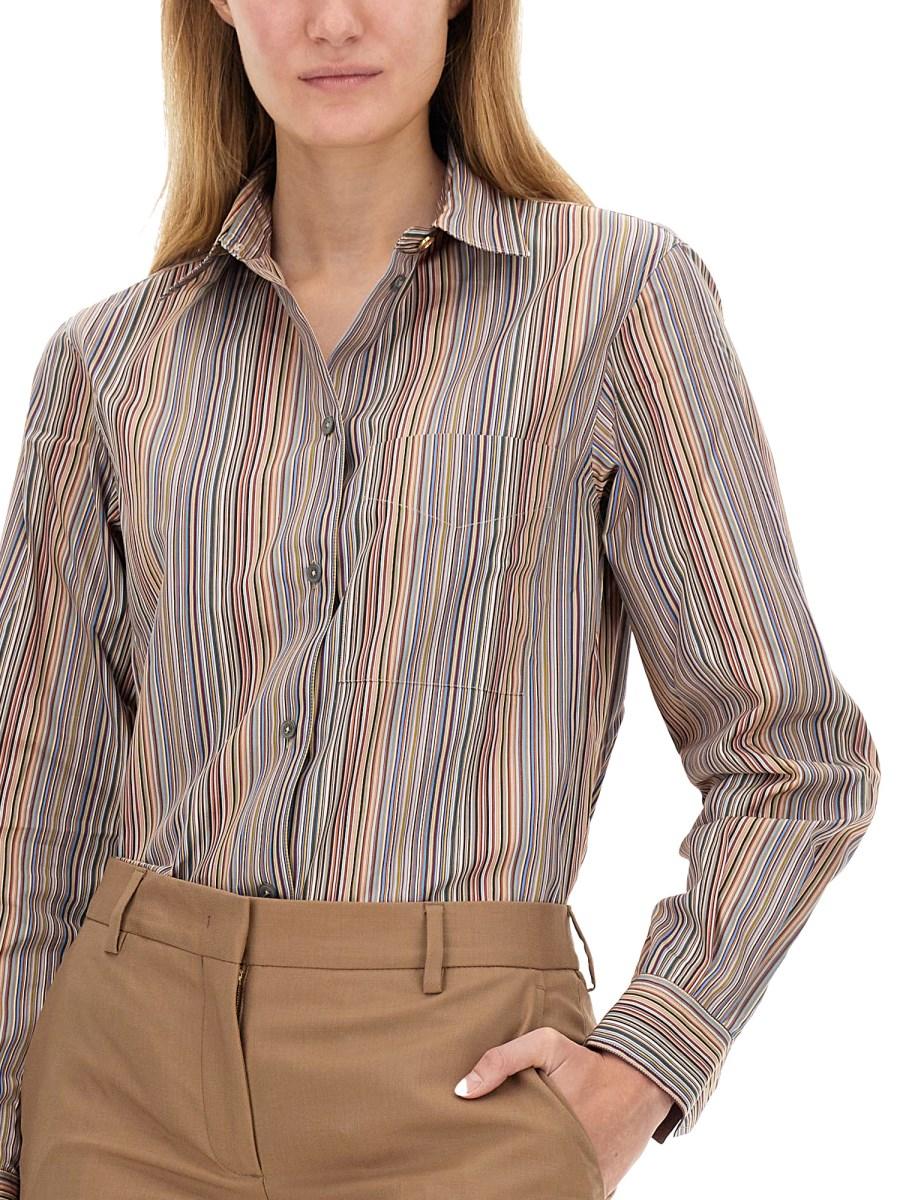 PAUL SMITH CAMICIA SIGNATURE STRIPE IN POPELINE DI COTONE