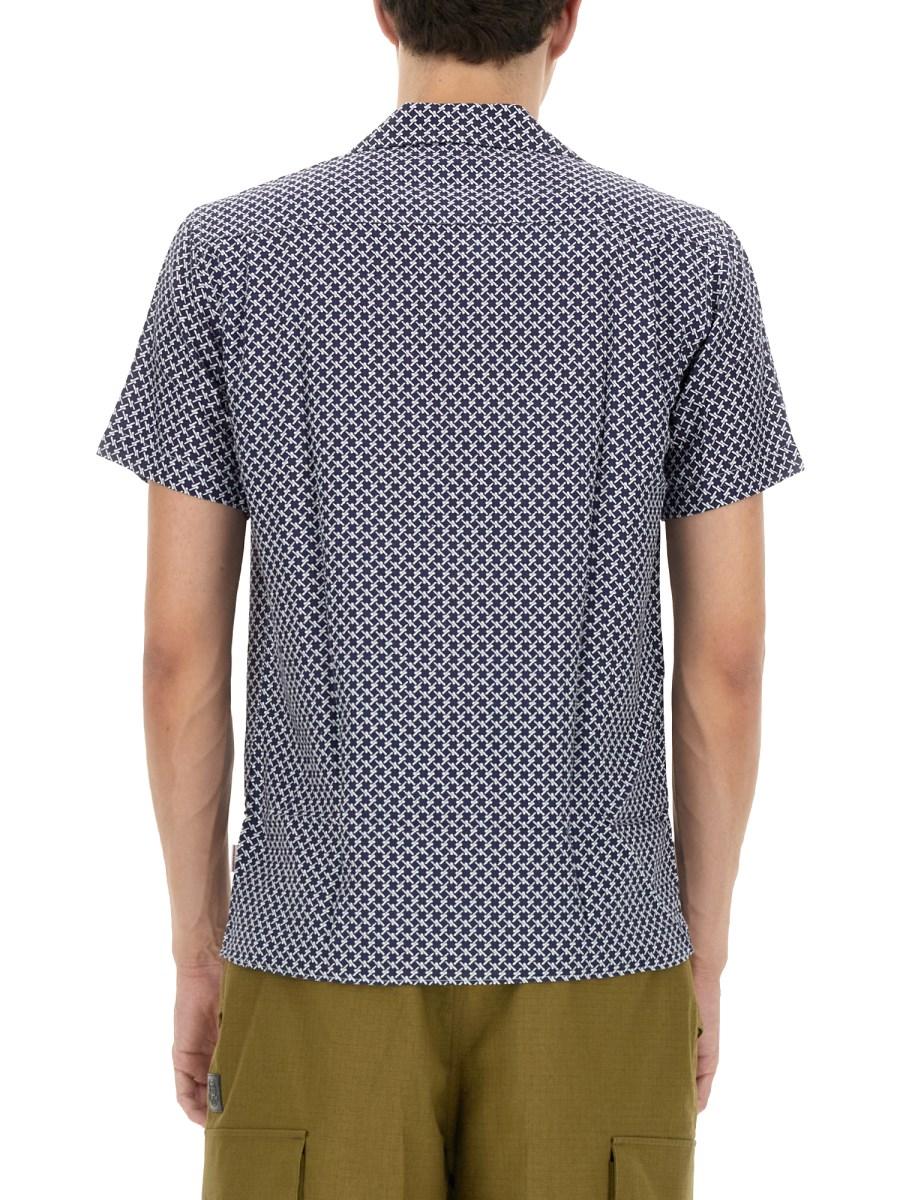 ORLEBAR BROWN CAMICIA "TRAVIS SEGLAS" CON STAMPA GRAFICA IN MISTO LINO