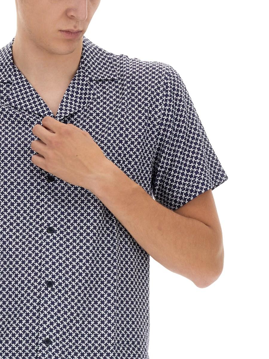 ORLEBAR BROWN CAMICIA "TRAVIS SEGLAS" CON STAMPA GRAFICA IN MISTO LINO