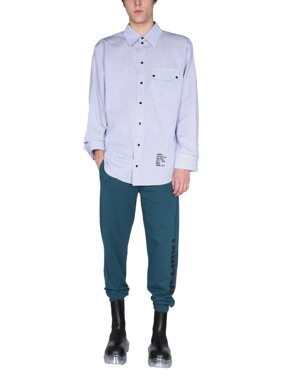 HELMUT LANG CAMICIA TWIN STRIPE IN POPELINE DI COTONE
