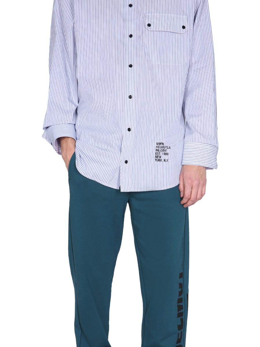 HELMUT LANG CAMICIA TWIN STRIPE IN POPELINE DI COTONE