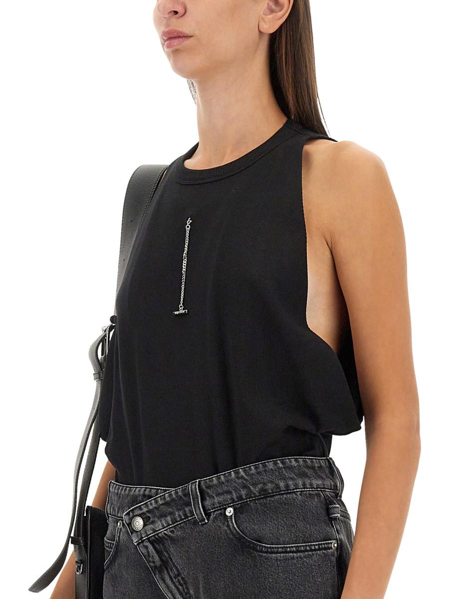 ALEXANDER McQUEEN CANOTTA A COSTE IN JERSEY DI COTONE